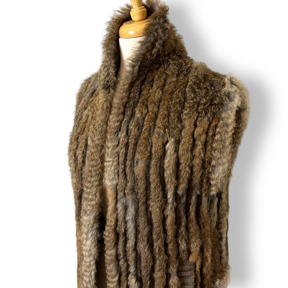 Marc by Marc Jacobs Rabbit Fur Knit Wool Vest Pockets OS Natural Color - Picture 3 of 11